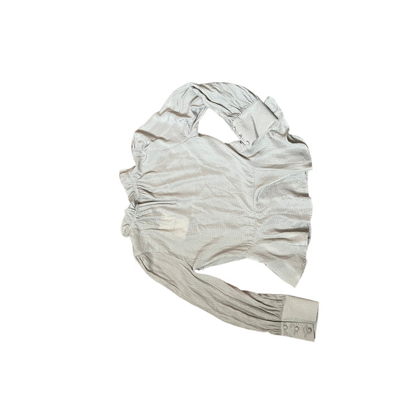 who what wear green polka dots halter neck ruffle cuff long sleeve blouse sz xs - Picture 6 of 11